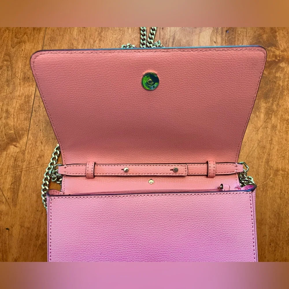 Kate Spade Candy Pink Crossbody Leather Purse With Chain Handle - Picture 5 of 12